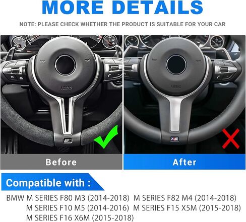 AIRSPEED for BMW Car Steering Wheel Cover Sticker Real Carbon Fiber Steering Wheel Center Frame Decorative Trim for BMW M-Series F80 M3, F82 M4, F10 M5, F15 X5M, F16 X6M, Black in Saudi Arabia