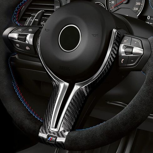 AIRSPEED for BMW Car Steering Wheel Cover Sticker Real Carbon Fiber Steering Wheel Center Frame Decorative Trim for BMW M-Series F80 M3, F82 M4, F10 M5, F15 X5M, F16 X6M, Black in Saudi Arabia