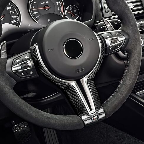 AIRSPEED for BMW Car Steering Wheel Cover Sticker Real Carbon Fiber Steering Wheel Center Frame Decorative Trim for BMW M-Series F80 M3, F82 M4, F10 M5, F15 X5M, F16 X6M, Black in Saudi Arabia