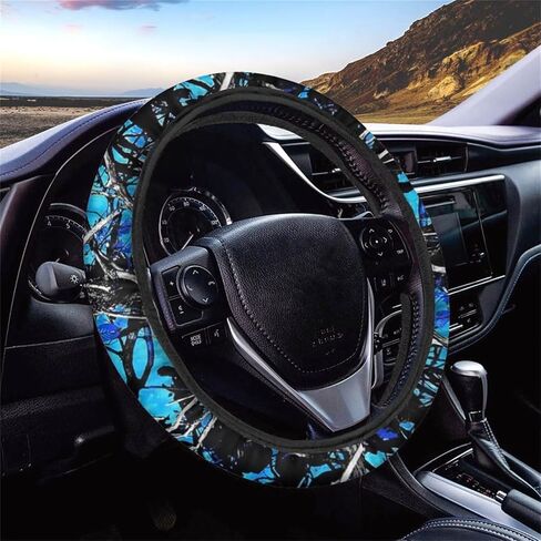 UZZUHI Van Gogh Starry Sky Car Steering Wheel Cover Heat Resistant Stretchy Soft Trendy Pattern Anti Slip and Sweat Absorption Auto Car Wrap Cover Unisex in Saudi Arabia