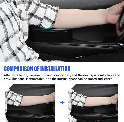 Ajxn 1 PC Adjustable Car Armrest Car Armrest Support Elbow Wrist Rest Pad Car Armrest Extender Auto Console Storage Organizer Fit for Most Car Models (Black) in Saudi Arabia