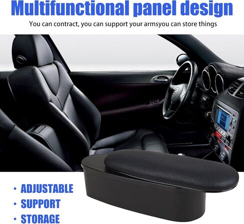 Ajxn 1 PC Adjustable Car Armrest Car Armrest Support Elbow Wrist Rest Pad Car Armrest Extender Auto Console Storage Organizer Fit for Most Car Models (Black) in Saudi Arabia
