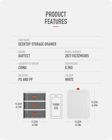 تخزين بلاستيكي من 3 طبقات من Baffect، أدراج تخزين قابلة للتكديس، وحدة أدراج صغيرة، صندوق تخزين مكتبي من البلاستيك الشفاف لمجموعة المنزل، ومستحضرات التجميل، واللوازم المكتبية، وتخزين الحرف اليدوية in Kuwait