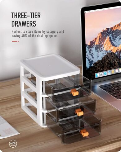 تخزين بلاستيكي من 3 طبقات من Baffect، أدراج تخزين قابلة للتكديس، وحدة أدراج صغيرة، صندوق تخزين مكتبي من البلاستيك الشفاف لمجموعة المنزل، ومستحضرات التجميل، واللوازم المكتبية، وتخزين الحرف اليدوية in Kuwait