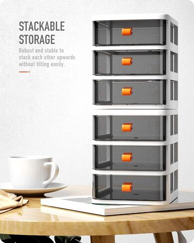 تخزين بلاستيكي من 3 طبقات من Baffect، أدراج تخزين قابلة للتكديس، وحدة أدراج صغيرة، صندوق تخزين مكتبي من البلاستيك الشفاف لمجموعة المنزل، ومستحضرات التجميل، واللوازم المكتبية، وتخزين الحرف اليدوية in Kuwait