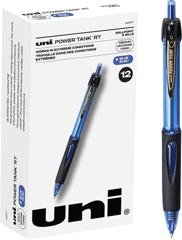 Uniball PowerTank RT Black Pens 12 Pack, 1.0mm Bold Pens, Ballpoint, Pen Retractable, Bulk Pens, Bulk Ink Pens, Office Supplies, Colored Pens, School Pens, Smooth Writing Pens in Saudi Arabia