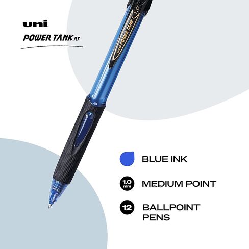 Uniball PowerTank RT Black Pens 12 Pack, 1.0mm Bold Pens, Ballpoint, Pen Retractable, Bulk Pens, Bulk Ink Pens, Office Supplies, Colored Pens, School Pens, Smooth Writing Pens in Saudi Arabia