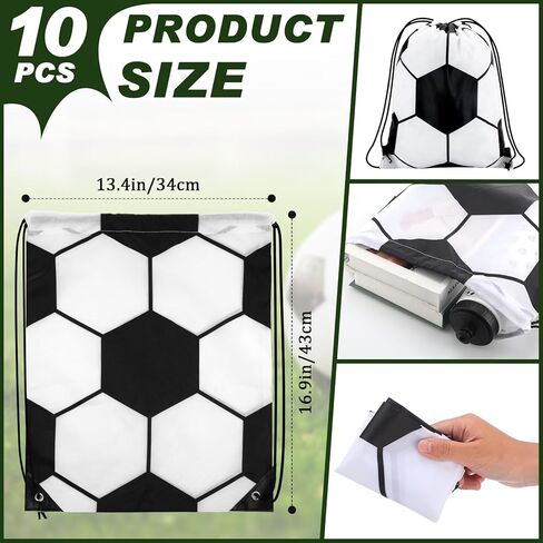 20 Pcs Soccer Party Favors 10 Pcs 13.4 x 16.9 Inch Soccer Drawstring Bags and 10 Pcs 24 oz Soccer Squeeze Water Bottles Football Drawstring Backpack Sport Bottles Plastic for Kids Party Supplies in Kuwait