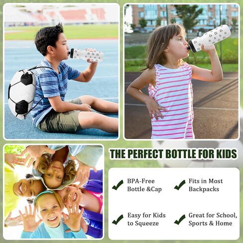 20 Pcs Soccer Party Favors 10 Pcs 13.4 x 16.9 Inch Soccer Drawstring Bags and 10 Pcs 24 oz Soccer Squeeze Water Bottles Football Drawstring Backpack Sport Bottles Plastic for Kids Party Supplies in Kuwait