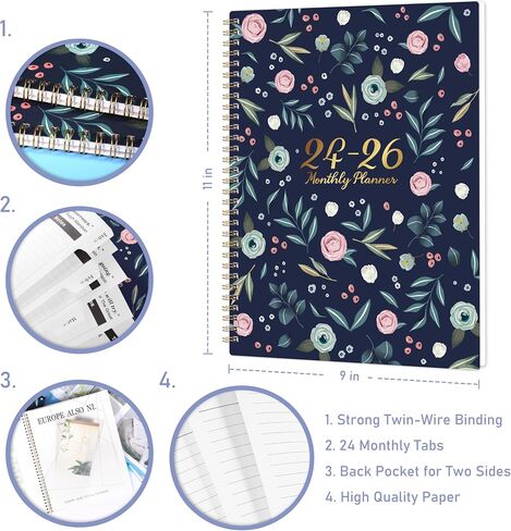 2024-2026 Monthly Planner - Monthly Planner 2024-2026 from July 2024 to June 2025, 2 Year Monthly Calendar 2024-2026, 8.5'' x 11'' Planner with Tabs in Saudi Arabia