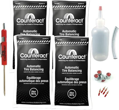 Counteract DIYDK-6 Do It Yourself Tire/Wheel Balancing Beads Dually Kit - Light Duty Truck Tires, (6) 6oz DIY Bead Bags, (6) Valve Caps and Cores, (1) Core Remover, Injector Bottle in Kuwait