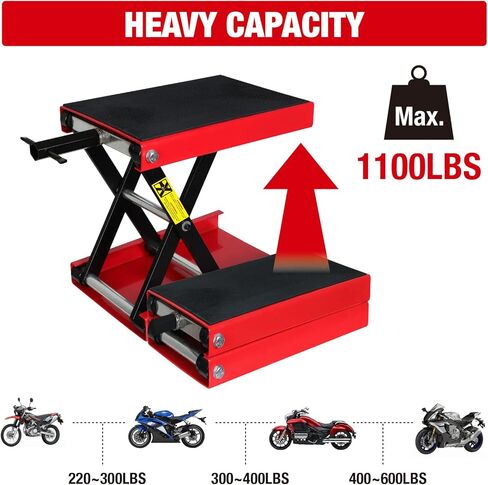 رافعة رفع هيدروليكية للدراجات النارية باللون الأحمر الكبير بسعة تحميل 1500 رطل، طاولة رفع للرياضات القوية تعمل على حامل مقص للدراجة الترابية ATV، مناسب للدراجات النارية UTV على الجليد، أحمر، T64017 in Kuwait