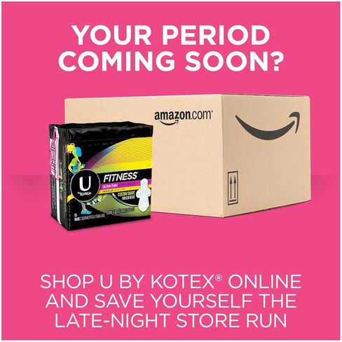 فوط U من Kotex Fitness فائقة النحافة بالأجنحة، امتصاص عادي، فوط خالية من العطور، 15 قطعة in Kuwait
