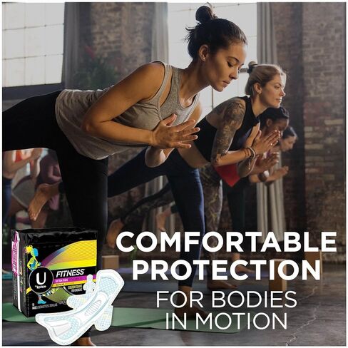فوط U من Kotex Fitness فائقة النحافة بالأجنحة، امتصاص عادي، فوط خالية من العطور، 15 قطعة in Kuwait