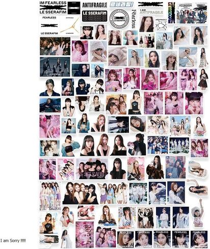 ملصقات LESSERAFIM 2024 ألبوم جديد LESSERAFIM ملصقات فينيل مقاومة للماء هدية لزجاجات المياه والكمبيوتر المحمول والأمتعة (102 قطعة) in Kuwait