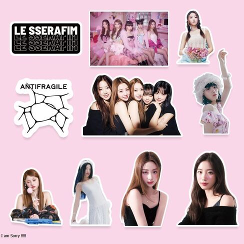 ملصقات LESSERAFIM 2024 ألبوم جديد LESSERAFIM ملصقات فينيل مقاومة للماء هدية لزجاجات المياه والكمبيوتر المحمول والأمتعة (102 قطعة) in Kuwait