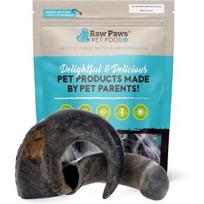 Raw Paws Water Buffalo Horns for Dogs, Medium (4 Count) - Packed in USA - Alternative for Dog Bones for Aggressive Chewers - Dog Horn Chew for Medium to Large Dogs - Long Lasing & Single Ingredient