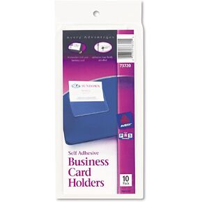 Avery 73720 Self-Adhesive Business Card Holders, Top Load, 3-1/2 x 2, Clear, 10/Pack