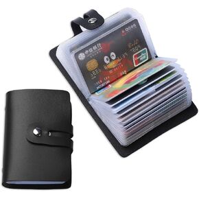Credit Card Holder and Business Card Organizer, Pocket Credit Card Wallet for Women, Slim Business Card Holder for Storage Credit Cards or Business Cards, 26 Slots, with RFID Blocking (Black)