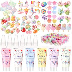 chunful 6 set 50g cream glue مجموعة مع أفواه تزيين للحرف اليدوية DIY ومجموعة Cream DIY مع إكسسوارات الراتنج ومجموعة سحر الحرف الزخرفية للحرف اليدوية (الحلوة)