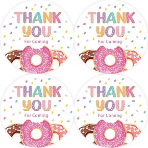 40pcs Donut Thank You Stickers, Donut Birthday Round Stickers, Thank You A Hole Bunch for Coming Round Stickers for 1st Birthday/Sweet Party Favors