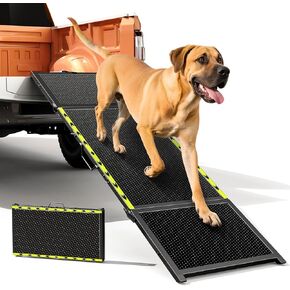 74'' L & 20'' W Longest Dog Ramp for Car - Extra Wide Portable Pet Dog Ramps for Large Dogs, Dogs Cars Ramp for Car SUV/Truck/RV/Bed, Lightweight Ramps with Non-Slip Mesh Up to 300LBS, Black