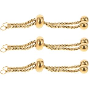 DIYEAH Gold Chain for Jewelry Making 3 Pack Adjustable Slider Bracelet Chain Extender with Ball Ends