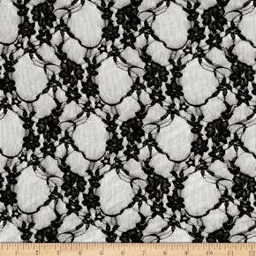 Giselle Stretch Floral Lace Black Fabric