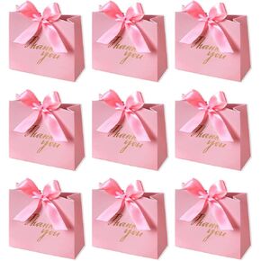 Dechisy 24pack صغيرة شكرا لك الحفلات تفضل الحقائب معالجة الصناديق مع شريط القوس الذهبي ، وأكياس الهدايا الورقية البيضاء بشكل كبير لحفل الزفاف استحمام لوازم العمل