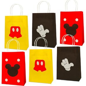 JAROVOKUWO 24 Pcs Cartoon Mouse Party Favor Treat Gift Bags,Cake Snack Goody Cardboard Bags for Kids Cartoons Mouse Theme Baby Shower Birthday Party Decorations Supplies