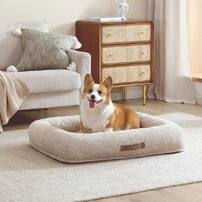 rlee Bumper Box Memory Foam Pet Bed, Removable Washable Cover, Comfortable Calming Dog Bed for Extra Comfort, Breathable, Crate & Kennel Furniture, Ideal for Pets, Puppies, and Dogs, Terracotta, Small