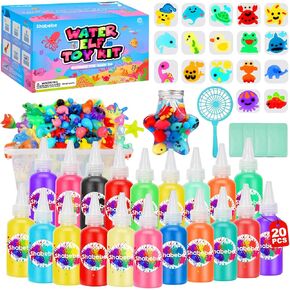 Magic Water Elf Toy Kit– 20 Magic Gels (2 Glow-in-The-Dark) & 18 Sea Creature Molds, DIY Aqua Fairy Water Gel Crafts Toy, Make Water Pets & Squishy Figures, Fun Birthday Gift for Kids Ages 3+