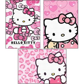 3PCS 5D Diamond Art Painting Kits for Adults Anime Diamond Art Kitty Cartoon Paint with Diamonds Full Drill Home Office Wall Decor Painting DIY Adult Crafts Kits (12x16inch/30x40cm)