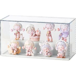 Acrylic Clear Display Box for Doll Toy Collectibles, 2 Layer Adjustable Acrylic Display Case, Stackable Display Box Showcase,Miniature Figurines Dustproof Protection Storage & Organizing