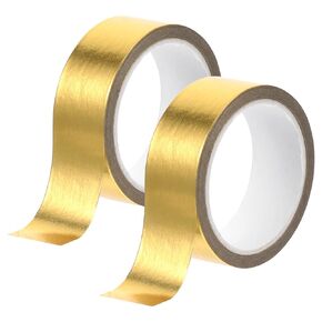 4 Rolls Gold Washi Tape Shiny Metallic Color Wall Tape Foil Crafts Washy Sticker Self Adhesive Mirror Stickers Roll Decorative Strips for DIY Crafts Graphic Arts (0.59In x16FT)