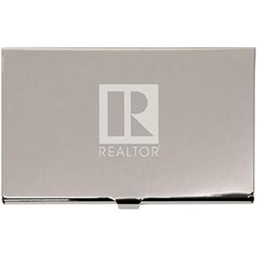 Metal Business Card Holder Laser Engraved with Realtor Logo (Gold)