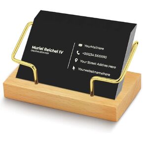 Wood Business Card Holder, Exquisite Business Card Display for Desk Accessories, Durable Business Card Holder Wood for Office Supplies (Beech, Golden)