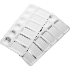 NUOBESTY 2Pcs Stainless Steel Paint Mixing Plates for Artists Durable Color Mixing Trays Lightweight Pigment Plates for Crafts Drawing Painting Projects