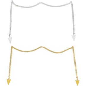 2 Pcs 2 Colors Face Chains, Necklace Headpiece Hair Accessories with Arrow Pendant Metal Chain Decorations for Jewelry Making
