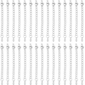 UNICRAFTALE 30Pcs Stainless Steel Chain Extender 59mm Chain Extension Necklace Bracelet Extender Chain Pendant Anklet Chain Extenders Tails Chain for DIY Jewelry Making