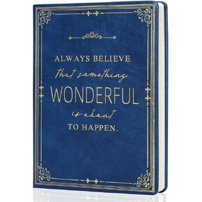 Lined Journal Notebook for Women & Men, Hardcover Leather Journal for Writing,Travel,Business,Work & School, A5 College Ruled Social Notebook for Note Taking, Diary Notepad 200 Pages (Blue)