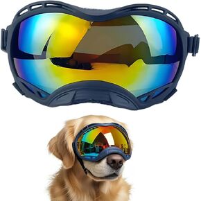Dog Goggles for Large Breeds Anti-UV Sunglasses for Medium to Large Dogs, Windproof, Dustproof, Snowproof Eye Protection, Soft Frame Pet Goggles for Outdoor Activities (Colored Lens)