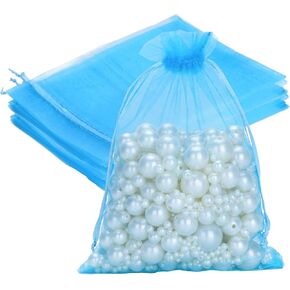 G2PLUS 25PCS White Organza Bags 5x7 inches, Sheer Mesh Jewelry Pouches, Organza Gift Bags with Drawstring for Candy, Jewelry, Wedding Party Favors
