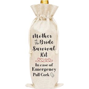 Huastatewolf Mother Of The Bride Wine Gift Bags, Burlap Wine Bottle Cover Bag For Wedding, Engegement Party, Party Favors, 1 Pc (A33)