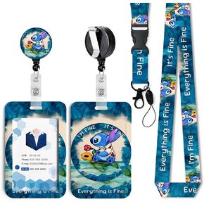 Anime Id Badge Holder with Lanyard,Retractable Badge Holders Reels,Colorful Breakaway Lanyards for ID Badges,Cute Fashion Key Chain Keychains,Badge Clips for School Office Women Teen Kid 5