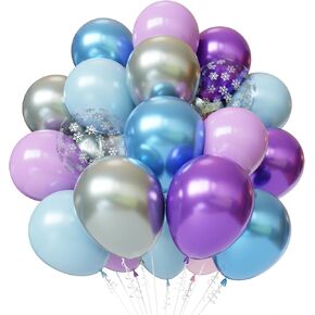 Mermaid Balloons, 50pcs 12 inch Purple Pink Teal Balloons Kit, Metallic Green Purple Latex Balloons for Birthday, Baby Shower,Mermaid Party Decorations