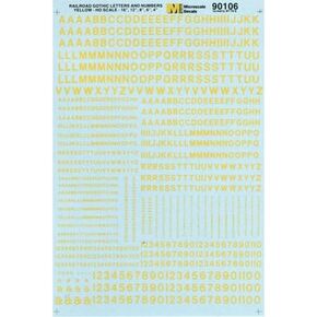 Microscale HO Scale Letters & Numbers, Gothic/Yellow