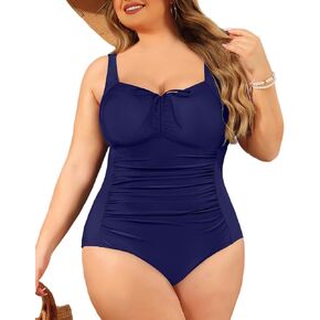 Daci Women Plus Size One Piece Swimsuit Tummy Control Bathing Suits Vintage Ruched Swimwear Pink 20 Plus