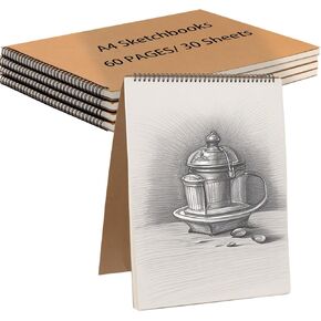 KINJOEK 10 PCS A4 Sketchbooks, 60 Pages 30 Sheets Top Spiral Bound Sketch Pads, A4 Kraft Cover Blank Spiral Notepads for Drawing, Sketching, Painting, Writing