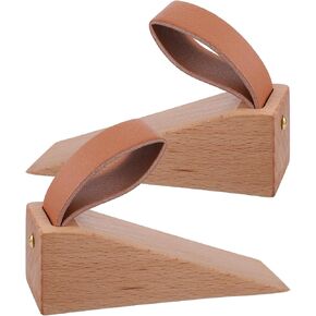 2 Pack Wooden Door Stopper - Non-Slip Door Stoppers for Floor, Doors Stop Wooden Wedges for All Doors Types and Surfaces(1.3" - 0.2")